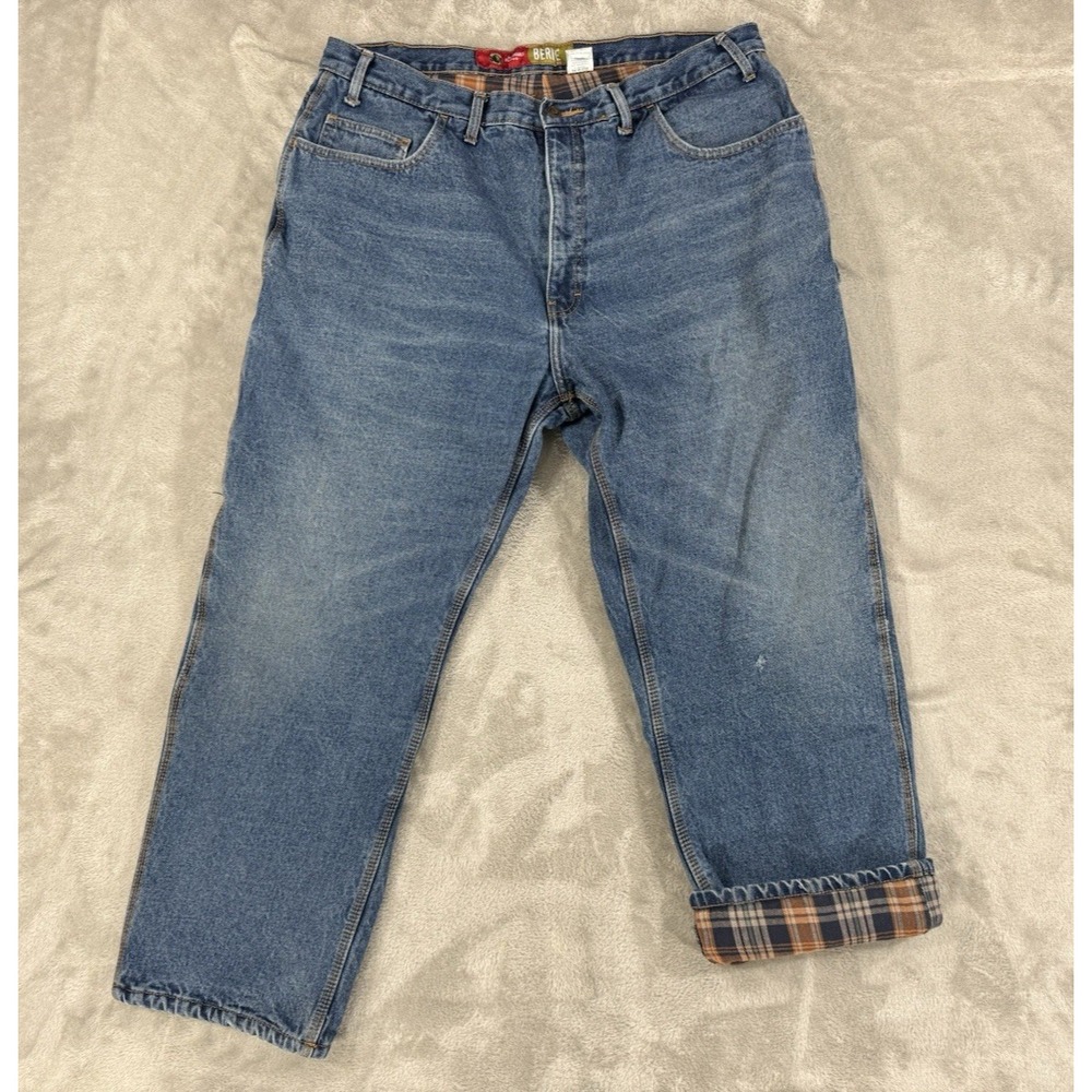 Berne Jeans Mens 40x30 Flannel Lined Carpenter Hammer Loop Work Heavy Insulated‎